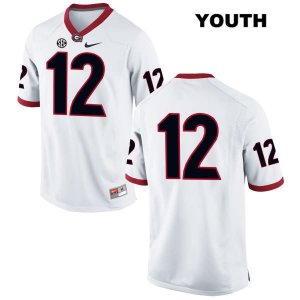 Youth Georgia Bulldogs NCAA #12 Tray Bishop Nike Stitched White Authentic No Name College Football Jersey JVP8654HE